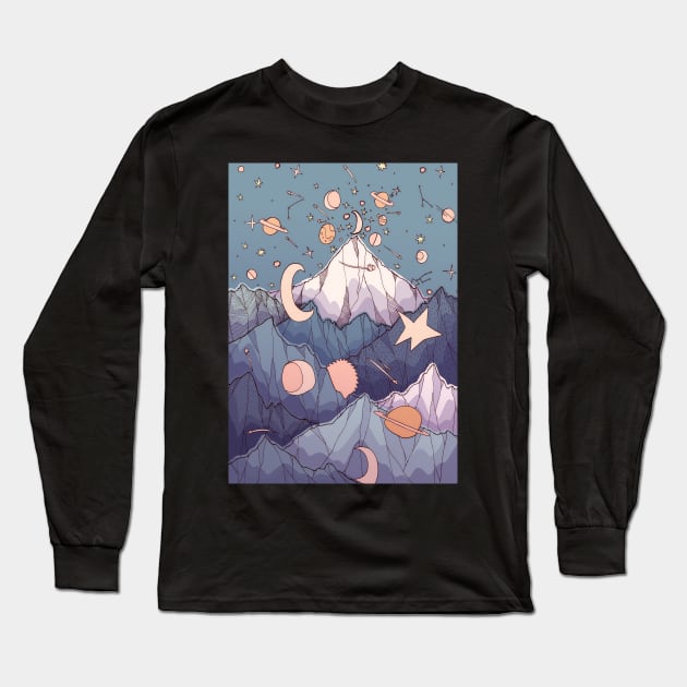 Peaks of the moons and stars Long Sleeve T-Shirt by Swadeillustrations